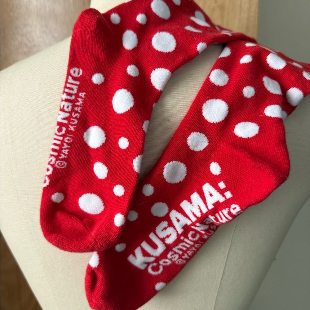 Kusama Red Polka Dot Crew Socks - Picture 2 of 2
